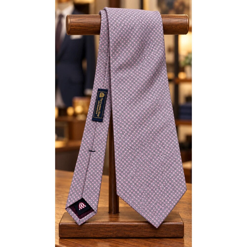 The Custom Shop Pink and Gray Geometric Necktie